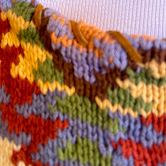 RALPH LAUREN COUNTRY 80’s HandKnit Native American Leather Whip Stitch Sweater M - Picture 12 of 14